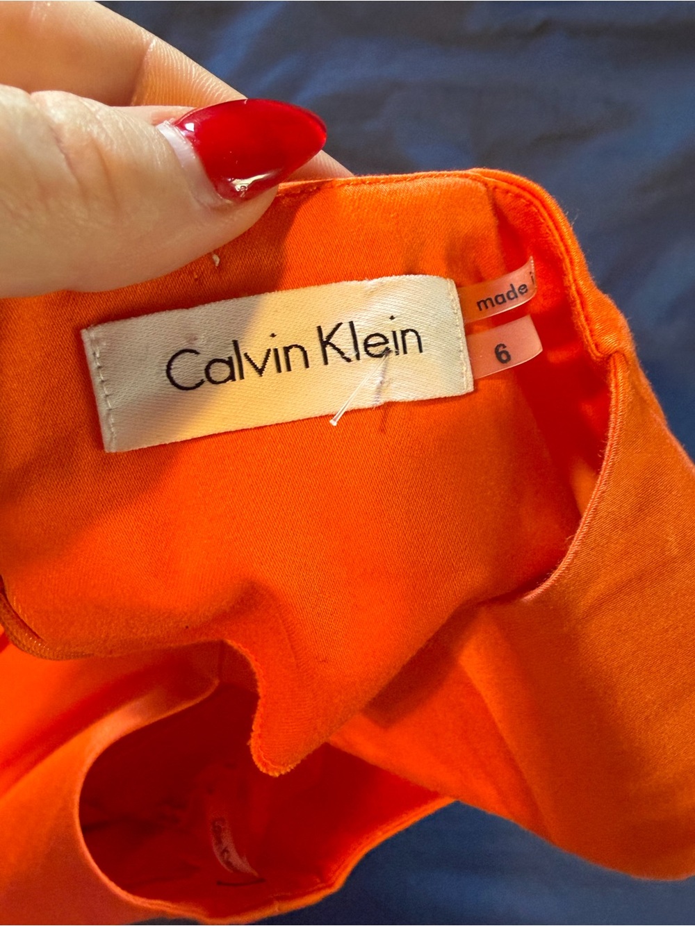 Calvin Klein Bright Orange Sleeveless Midi Sheath Dress - Picture 3 of 3